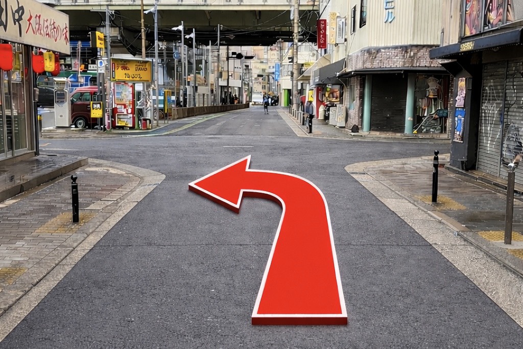 心斎橋店 アクセス 6：こちらの交差点を左へお曲がりください。